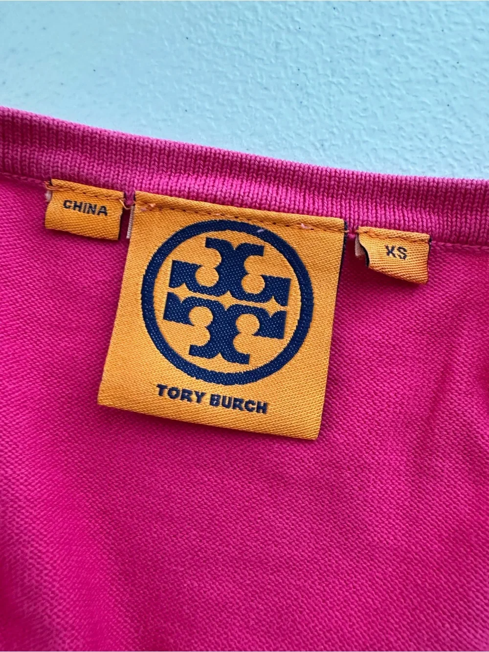 Tory Burch Pink Ruffle Open Front Cardigan Sweater XS 100% Cotton Lightweight